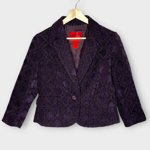 JOE FRESH Cropped 3/4 Sleeve Plum Blazer Woman's LARGE Gothic Elegance